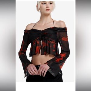 Black & Orange halter crop